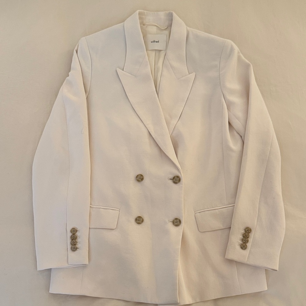 Aritzia Wilfred Women's Cream Double-Breasted Blazer